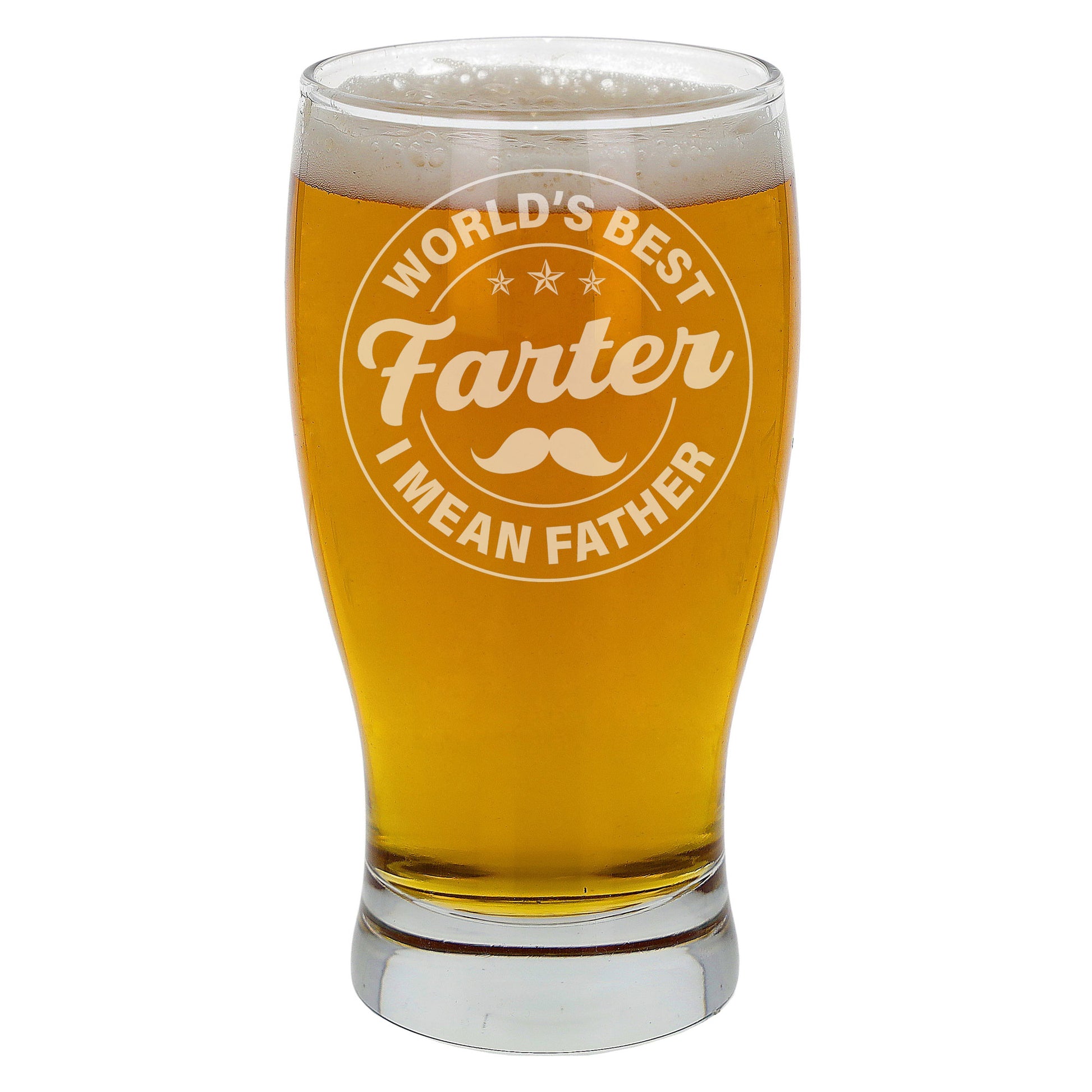 Worlds Best Farter I Mean Father Engraved Beer Glass and/or Coaster Set  - Always Looking Good -   