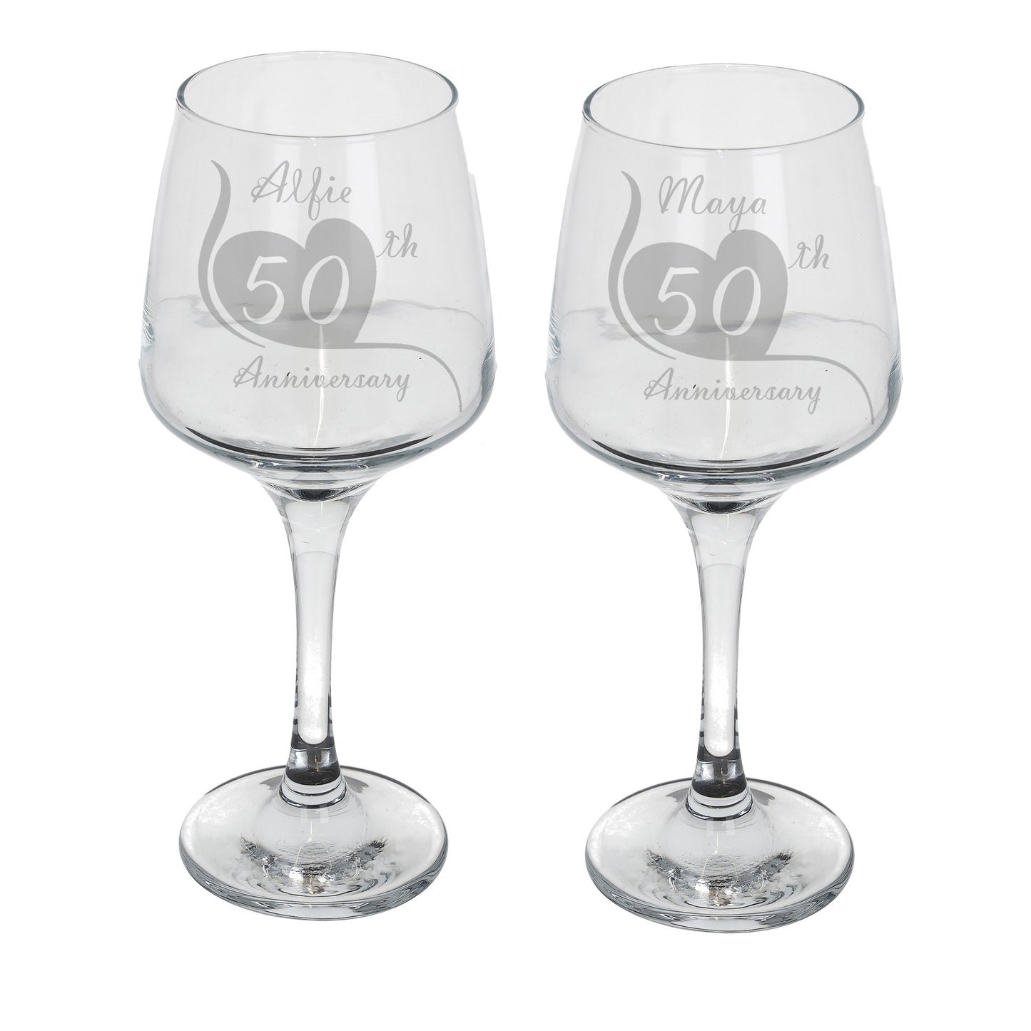 Engraved Wedding Anniversary - ANY YEAR Personalised Wine Glass Gift Set