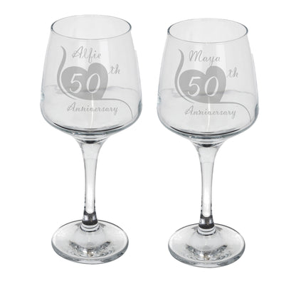 Wine Glass Gift Set For Wedding Anniversary, Engraved Any Year