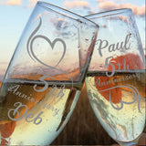 ANY YEAR Personalised Wedding Anniversary Engraved Couple Champagne Glasses
