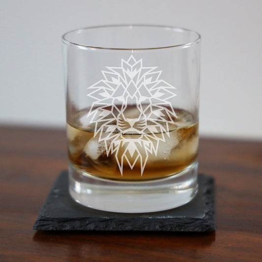 Lion Engraved Whisky Glass  - Always Looking Good -   