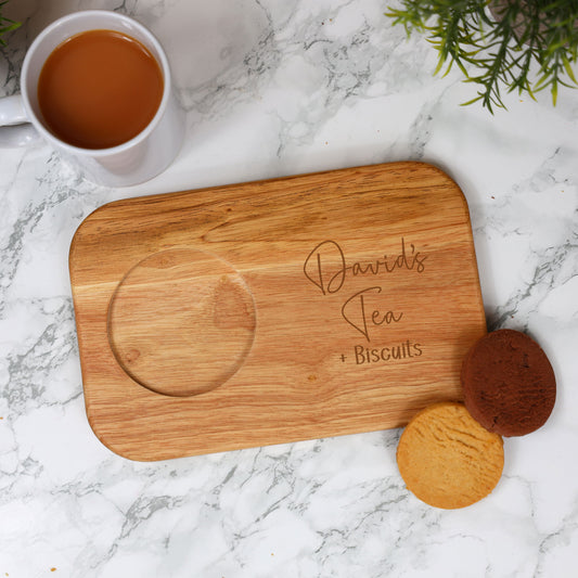 Personalised Tea & Biscuit Engraved Board with Optional Mug and Message