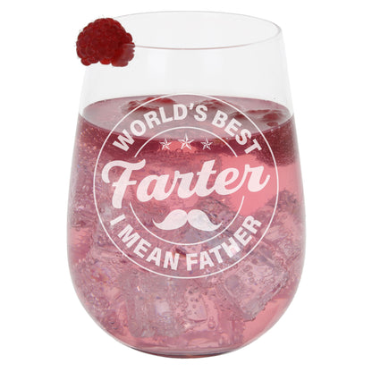 Engraved Best Farter I Mean Father Glass & Coaster Gift for Dad
