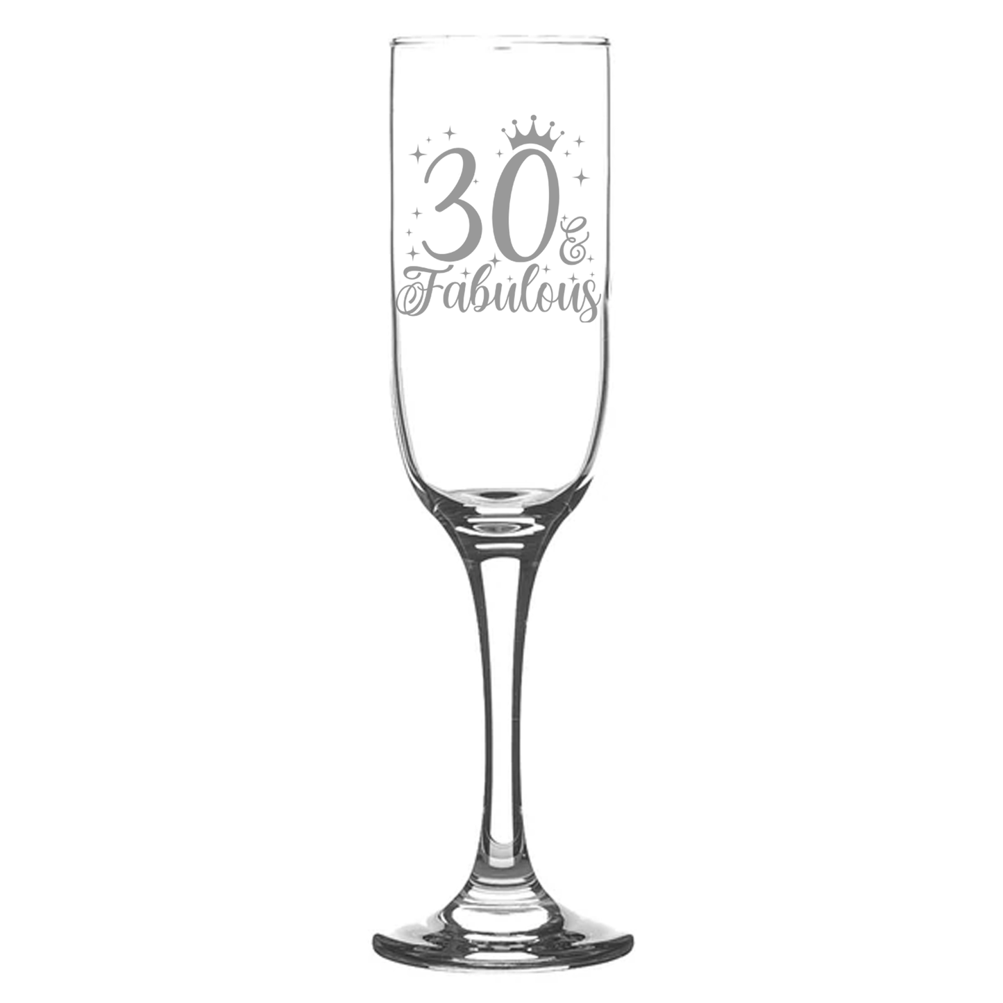 30 & Fabulous Engraved Champagne Glass and/or Coaster Set  - Always Looking Good - Champagne Glass On Its Own  