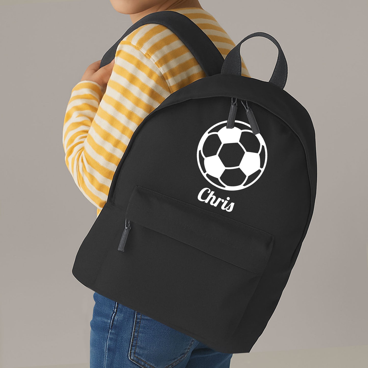 Personalised Football Ball Design Backpack, Kids Rucksack with Name