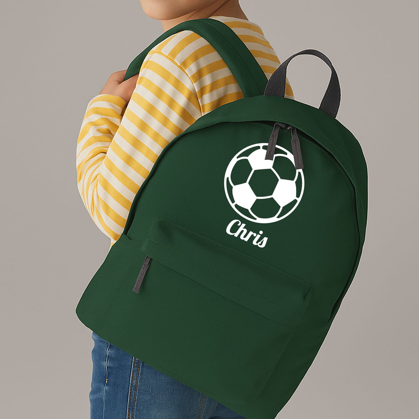 Personalised Football Ball Design Backpack, Kids Rucksack with Name