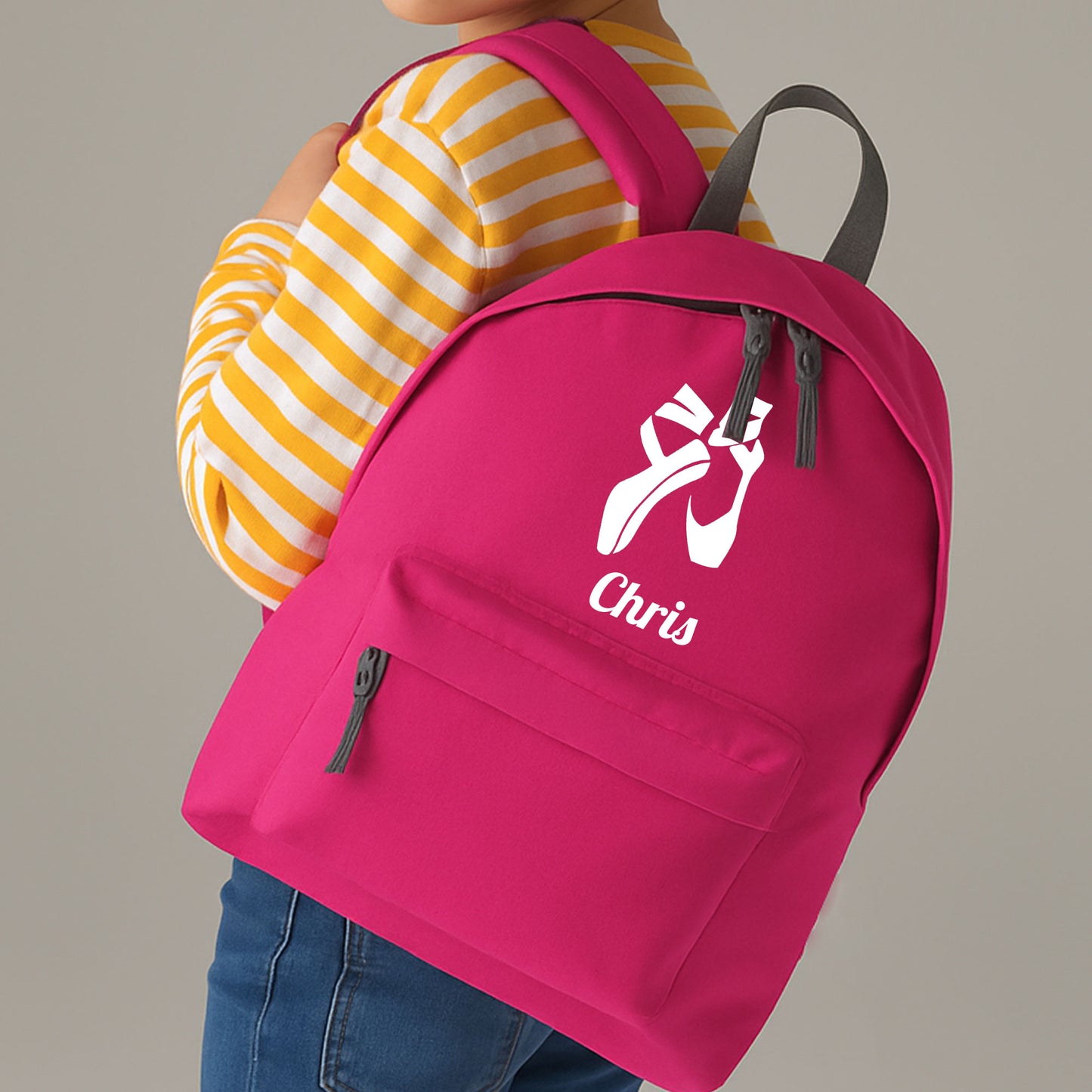 Personalised Ballet Shoes Backpack, Kids Dance Rucksack with Name