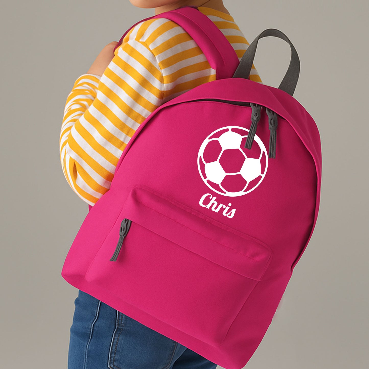 Personalised Football Ball Design Backpack, Kids Rucksack with Name