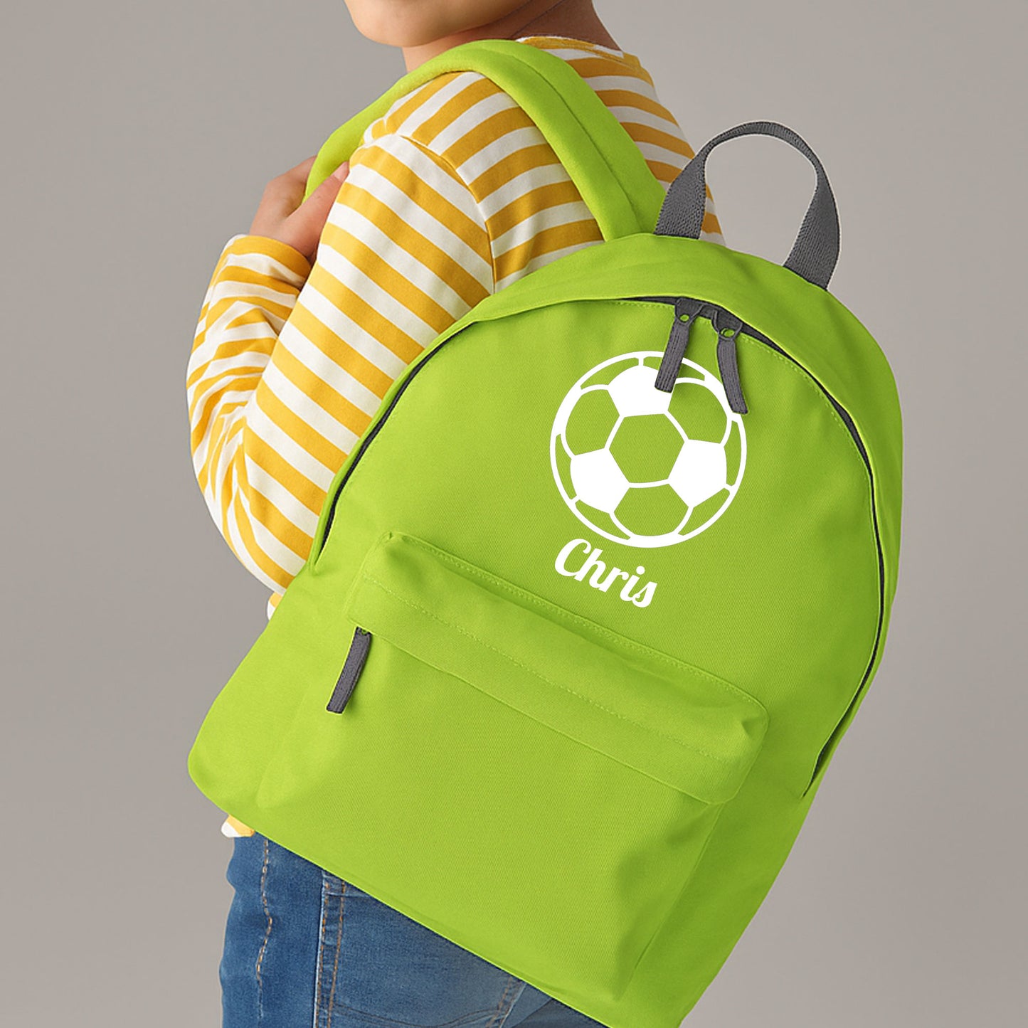 Personalised Football Ball Design Backpack, Kids Rucksack with Name