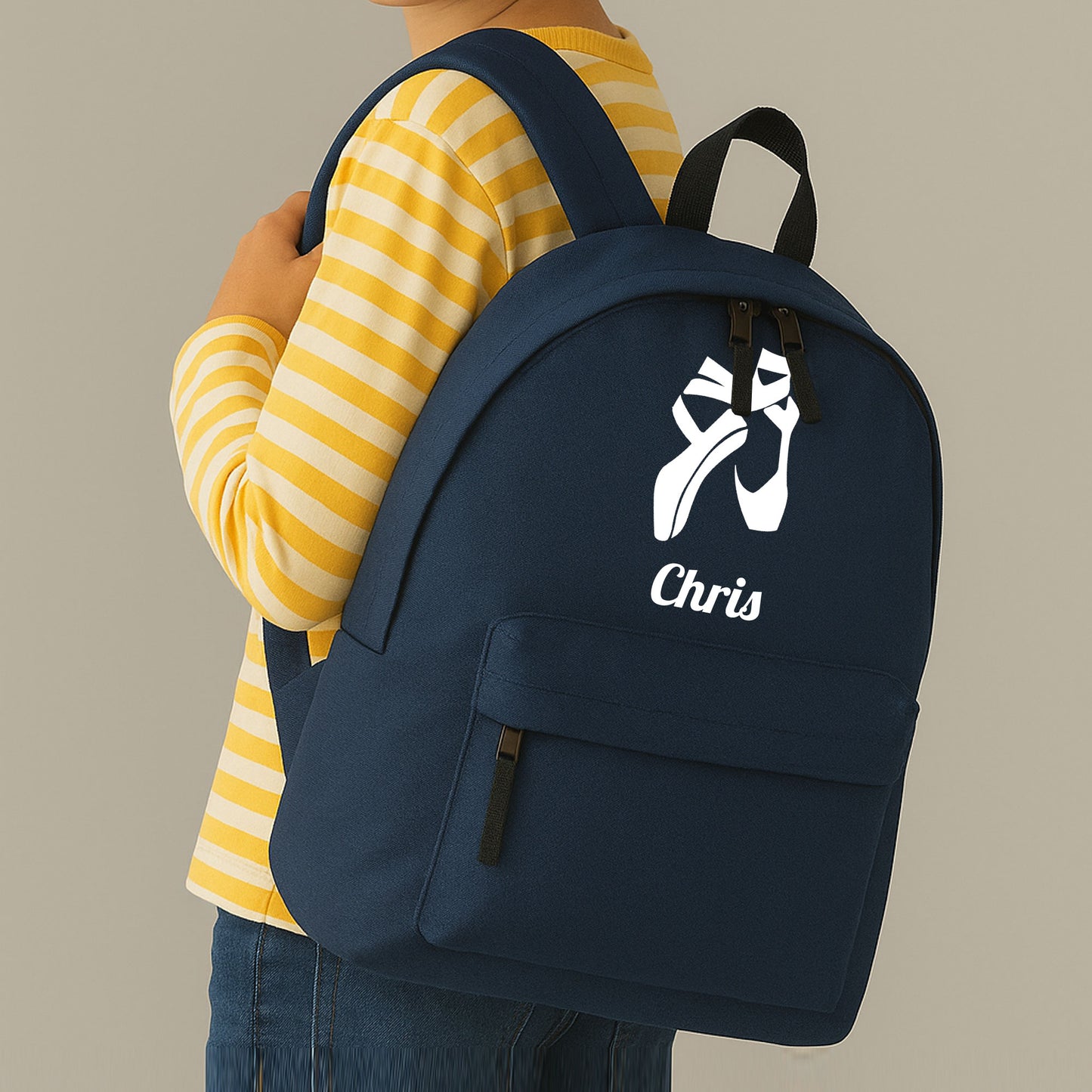 Personalised Ballet Shoes Backpack, Kids Dance Rucksack with Name