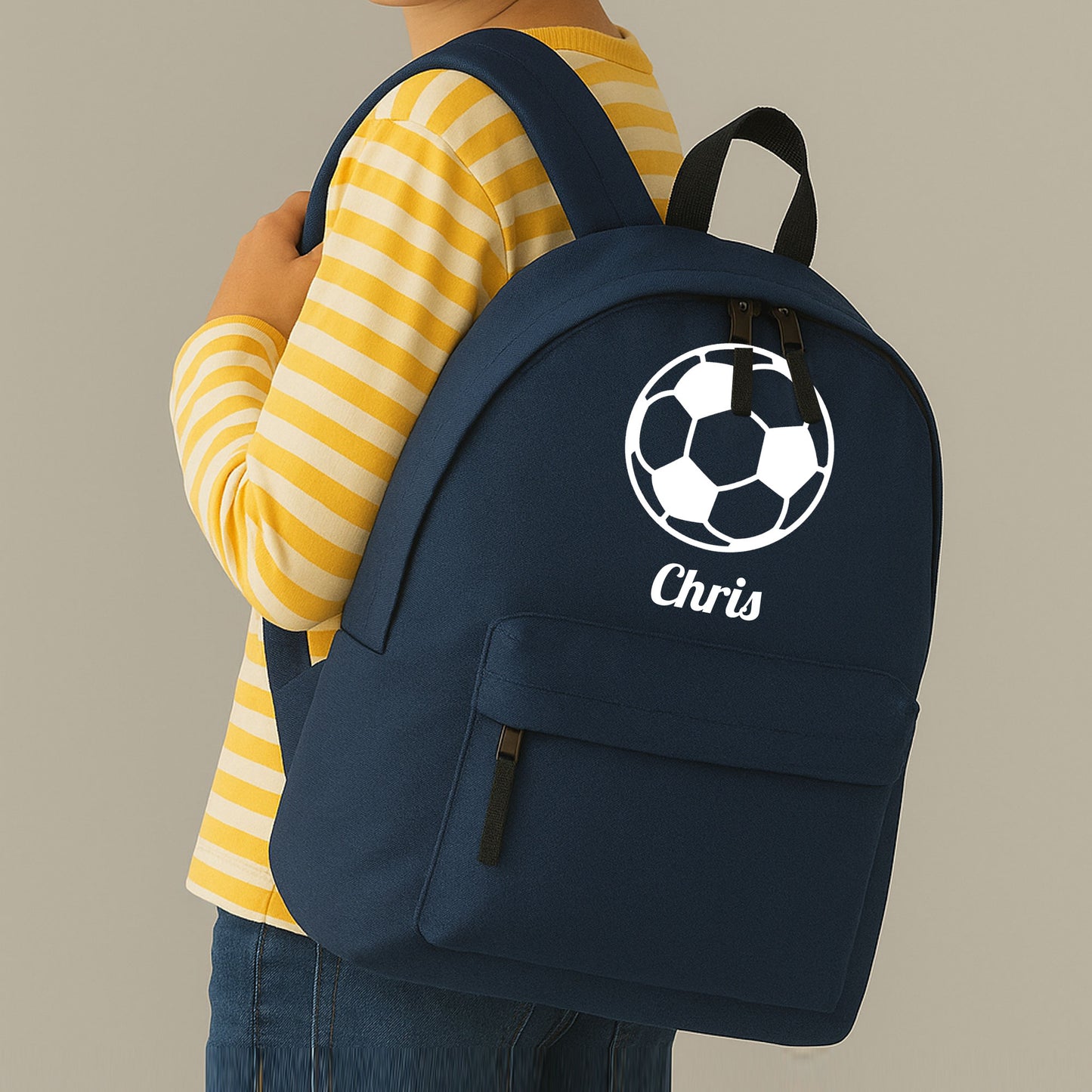 Personalised Football Ball Design Backpack, Kids Rucksack with Name