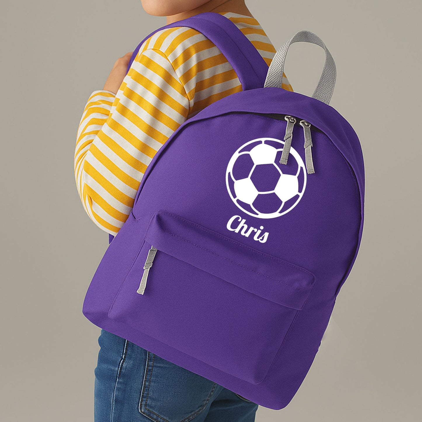 Personalised Football Ball Design Backpack, Kids Rucksack with Name