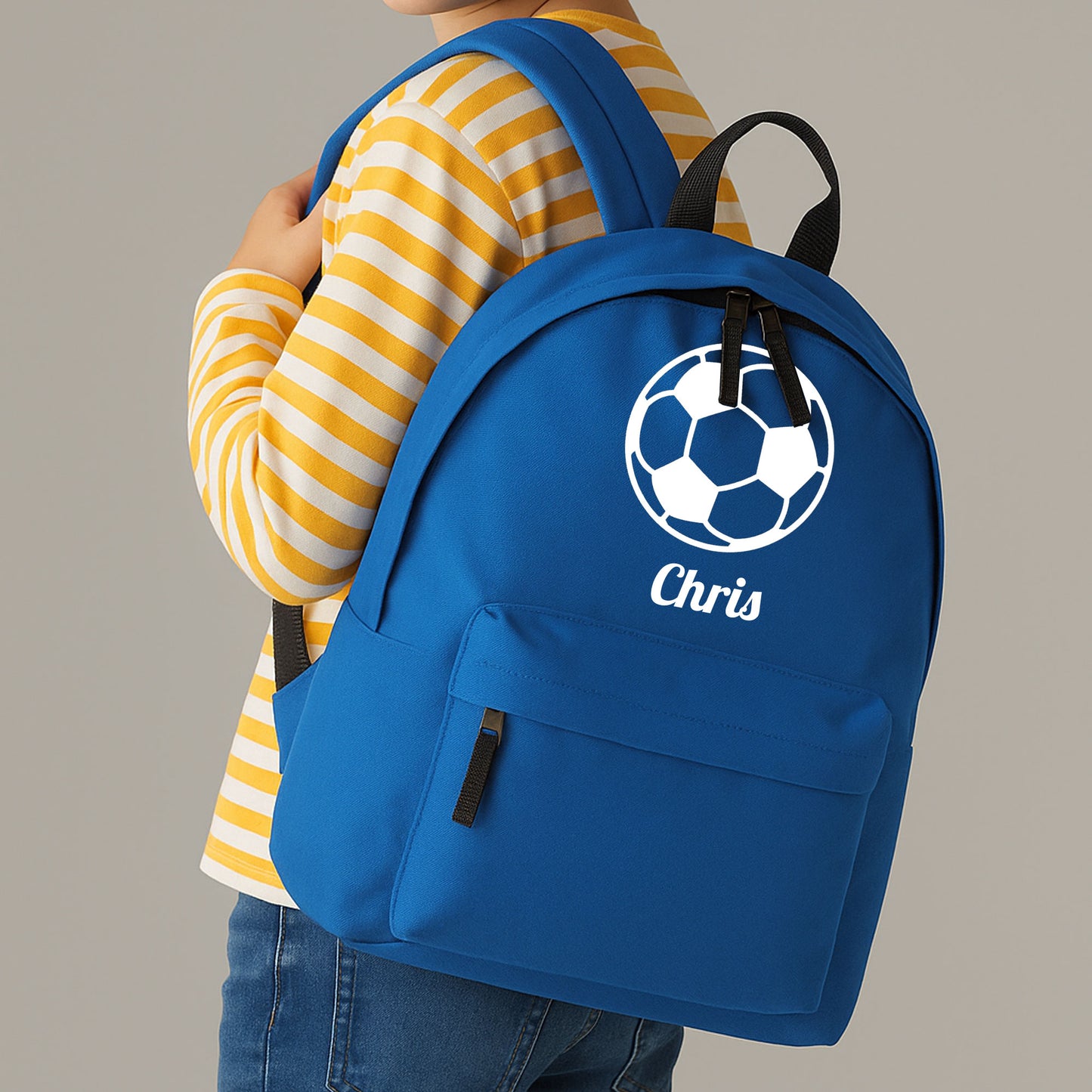 Personalised Football Ball Design Backpack, Kids Rucksack with Name