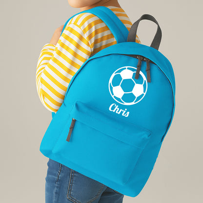 Personalised Football Ball Design Backpack, Kids Rucksack with Name
