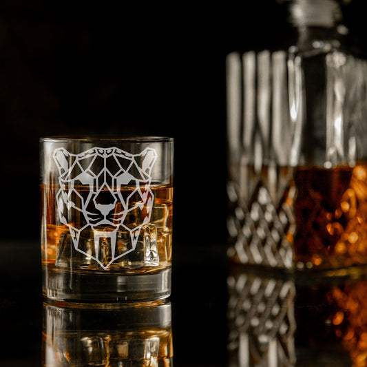 Cheetah Engraved Whisky Glass  - Always Looking Good -   