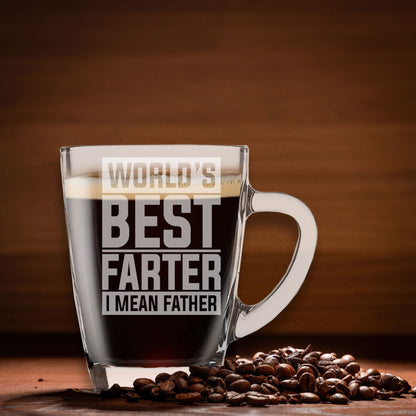 Best Farter I Mean Father Laser Engraved Glass Coffee Mug & Coaster Set for Dad
