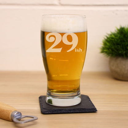 29ish 30th birthday gift Pint Glass and/or Coaster Set  - Always Looking Good -   