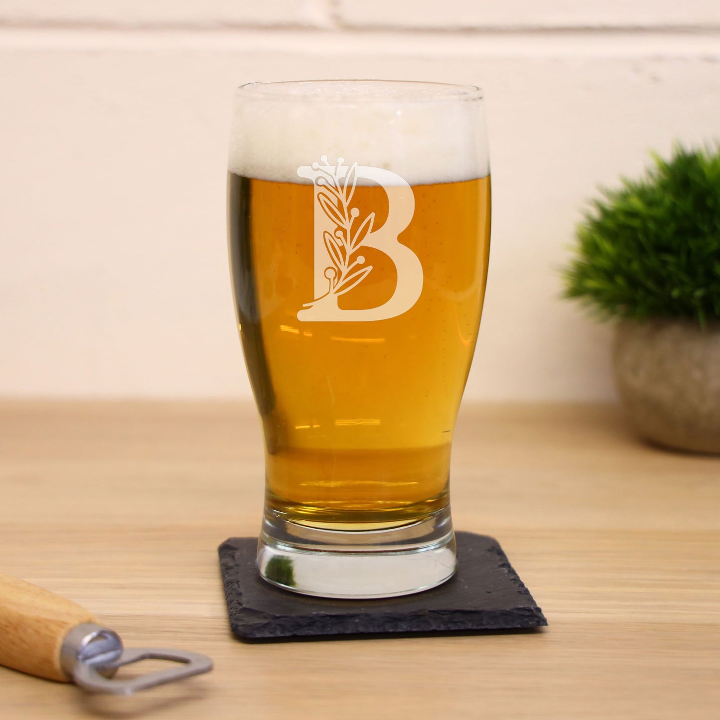 Monogram Engraved Beer Pint Glass and/or Coaster Set  - Always Looking Good - Glass & Square Coaster Set  
