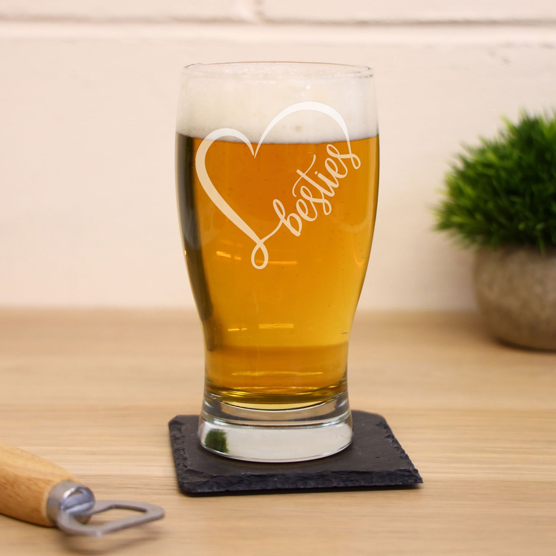 Besties Engraved Beer Pint Glass and/or Coaster Set  - Always Looking Good -   