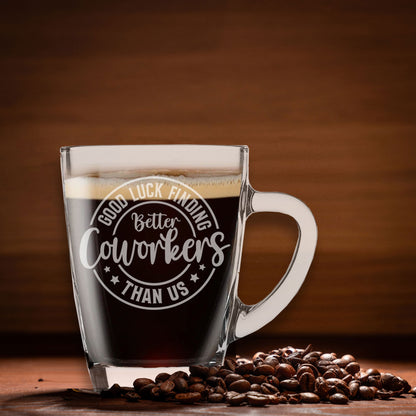 Funny Leaving Gift – Better Coworker Engraved Glass Mug & Slate Coaster