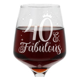 Engraved Wine Glass | AGE & Fabulous | Any Milestone Birthday