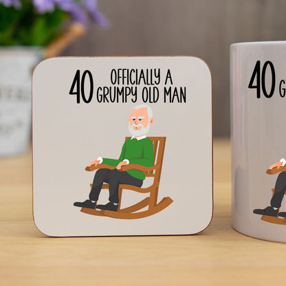 Funny Birthday Mug and/or Coaster Gift “Officially A Grumpy Old Man”
