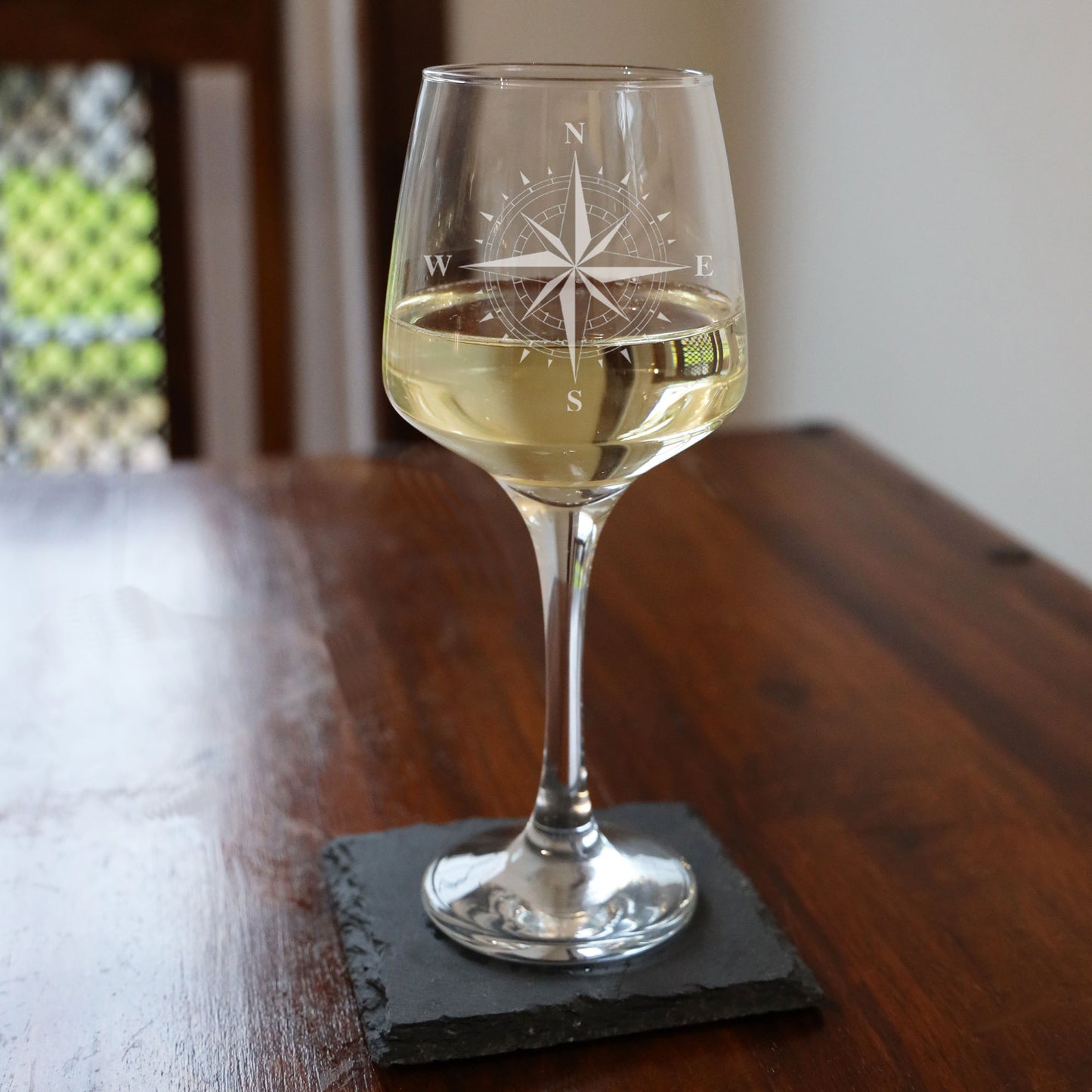 Compass Engraved Wine Glass and/or Coaster Set  - Always Looking Good -   