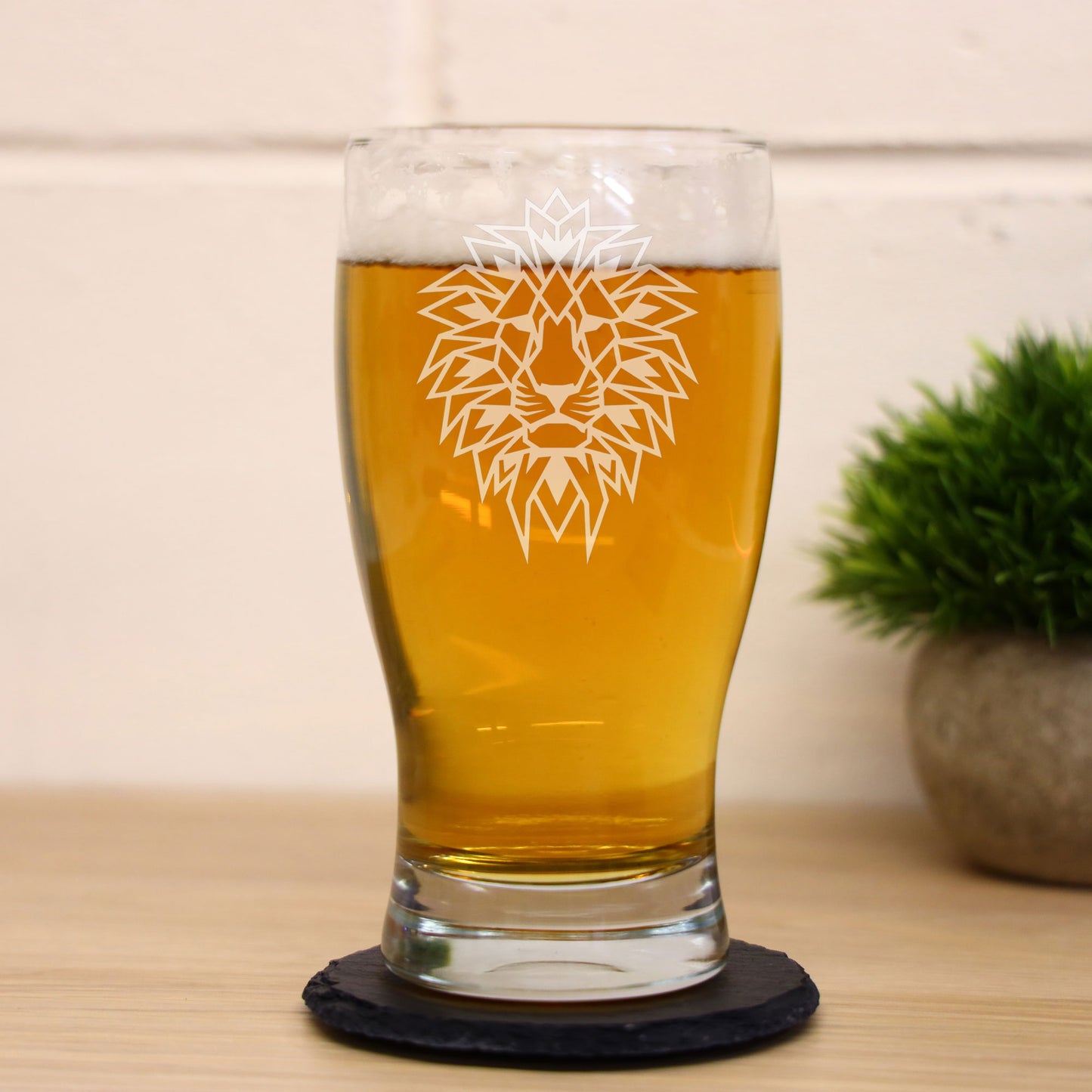 Lion Engraved Beer Pint Glass  - Always Looking Good -   