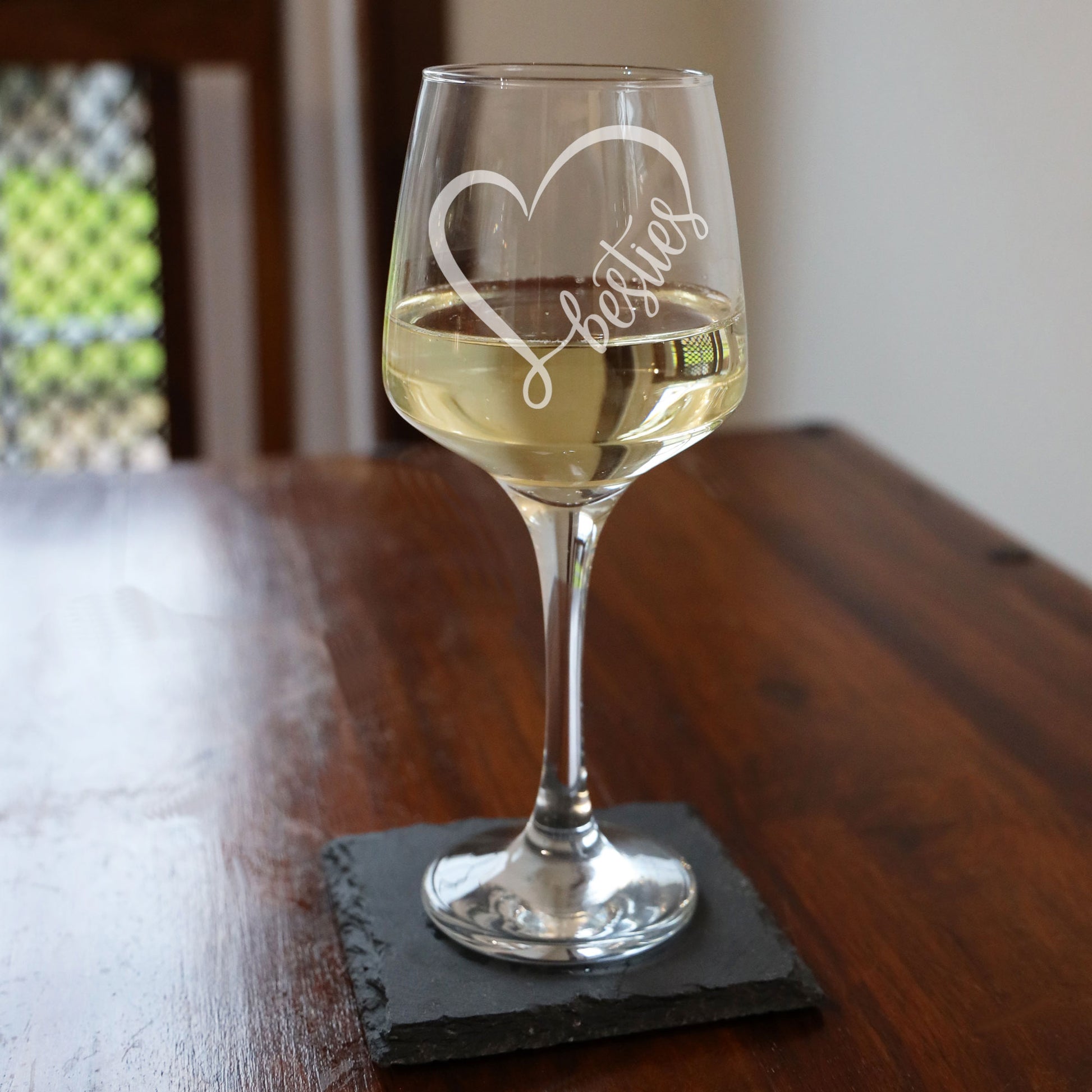 Besties Engraved Wine Glass and/or Coaster Set  - Always Looking Good -   