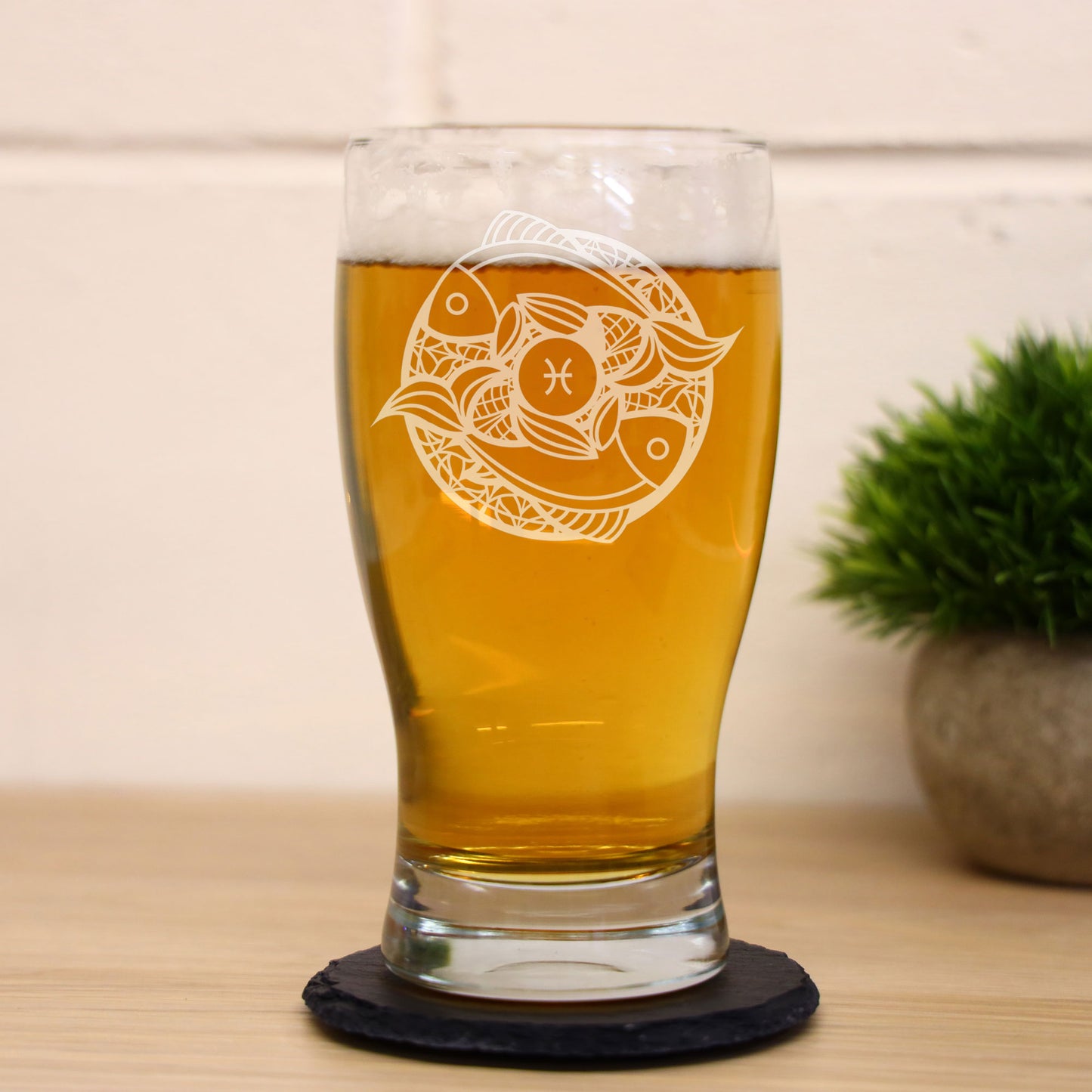Pisces Zodiac Engraved Pint Glass  - Always Looking Good -   