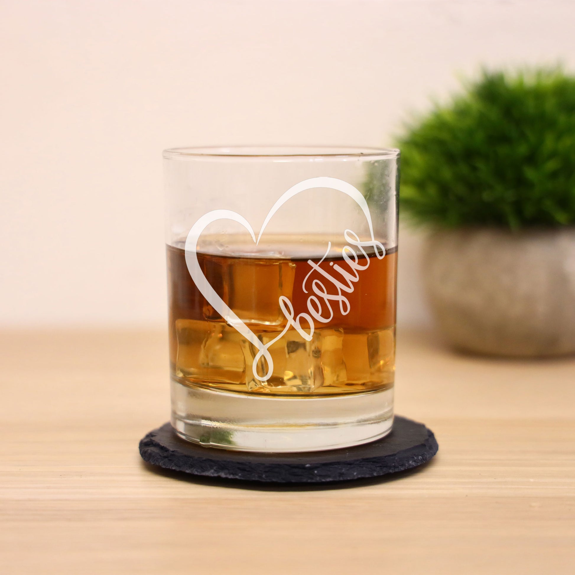 Besties Engraved Whisky Glass and/or Coaster Set  - Always Looking Good -   