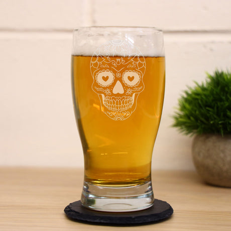 Sugar Skull Engraved Pint Glass For Beer Lovers  - Always Looking Good -   