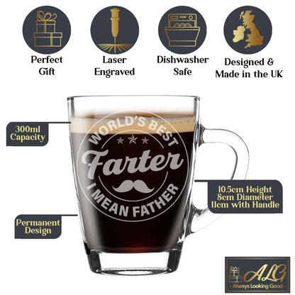 Best Farter I Mean Father Glass Coffee Mug & Coaster Gift for Dad