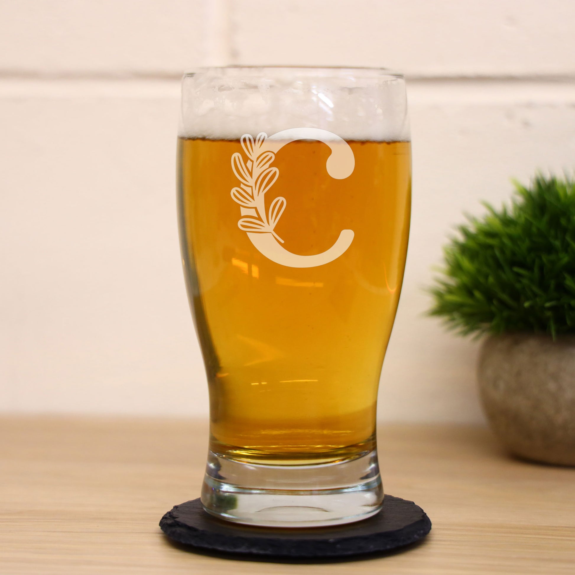 Monogram Engraved Beer Pint Glass and/or Coaster Set  - Always Looking Good - Glass & Round Coaster Set  