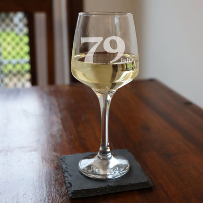 Milestone Birthday Gifts - 'ish' Design Engraved Wine Glass and/or Coaster Set