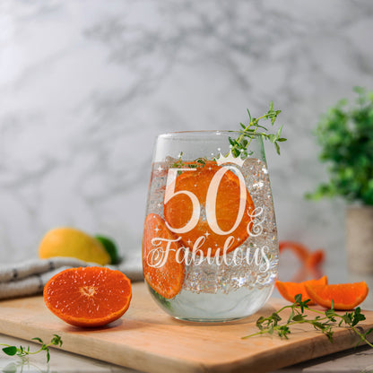 AGE & Fabulous Gifts - Engraved Gin Glass & Coaster For Birthday (18-100)
