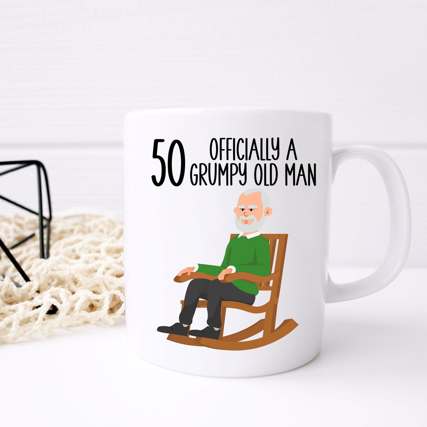 50 Officially A Grumpy Old Man Mug and/or Coaster Gift  - Always Looking Good - Mug On Its Own  