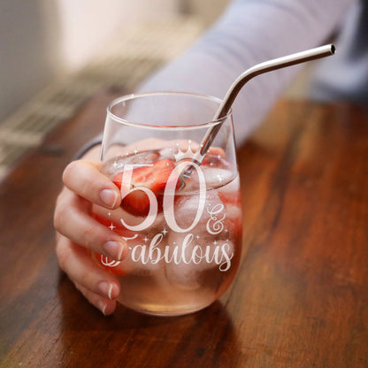AGE & Fabulous Gifts - Engraved Gin Glass & Coaster For Birthday (18-100)