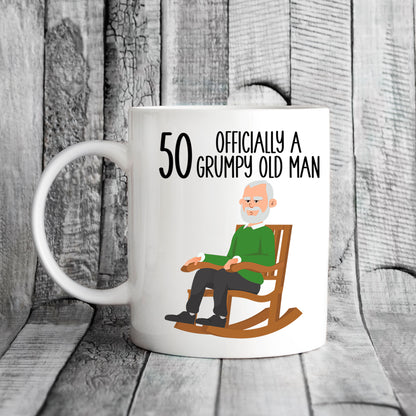 Funny Birthday Mug and/or Coaster Gift “Officially A Grumpy Old Man”