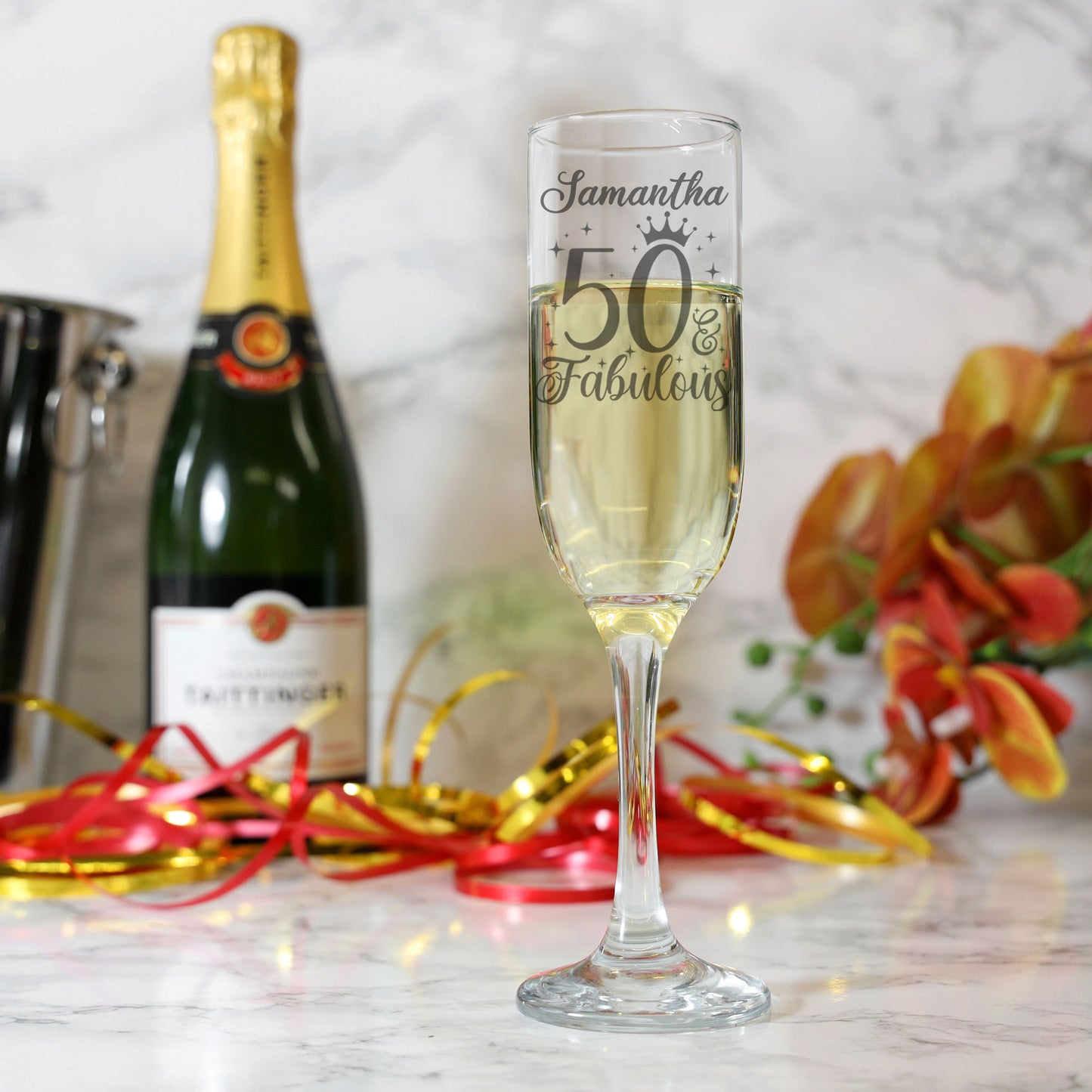 AGE & Fabulous - Special birthday gifts Champagne Glass and/or Coaster Set