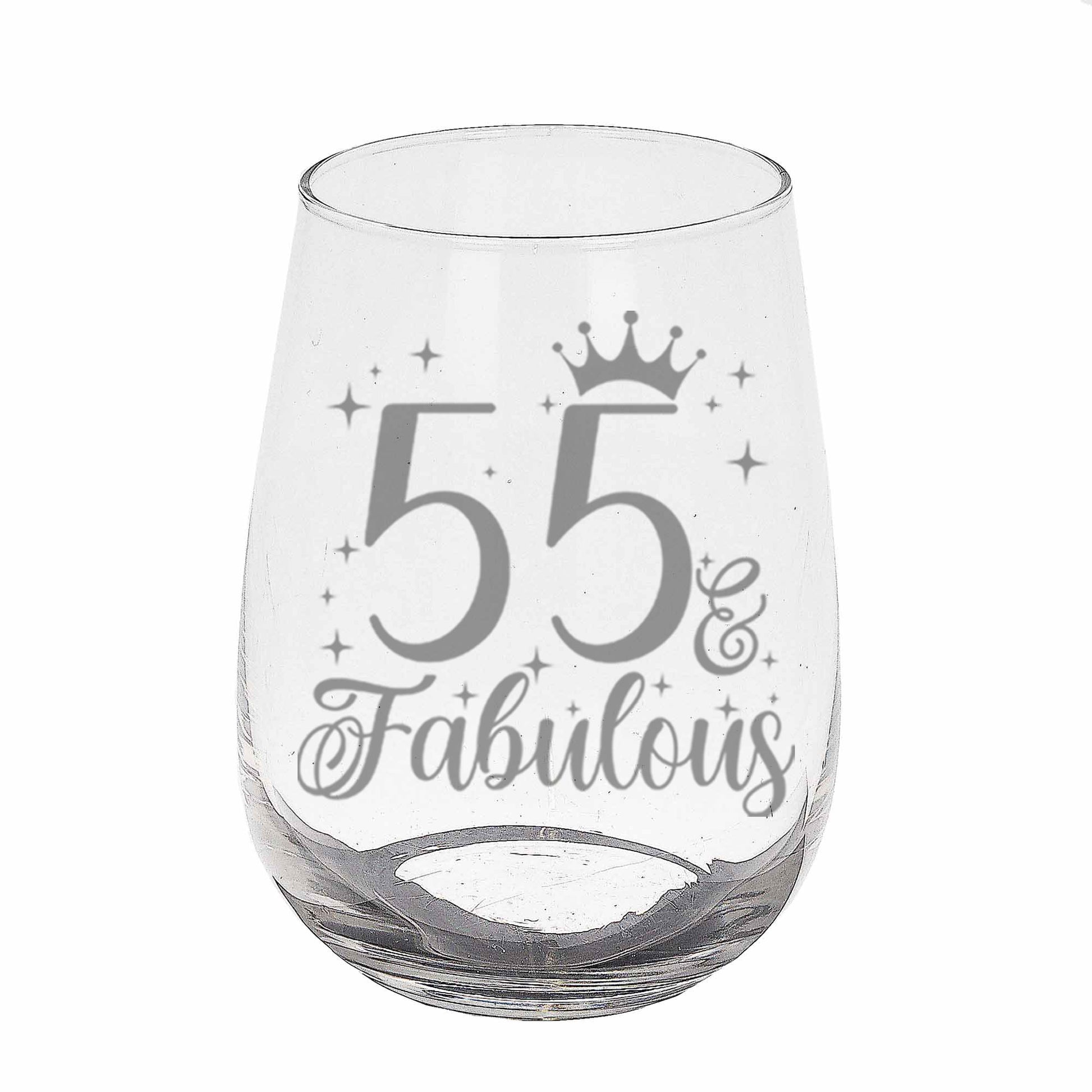 55 & Fabulous Engraved Stemless Gin Glass and/or Coaster Set  - Always Looking Good - Stemless Gin Glass On Its Own  
