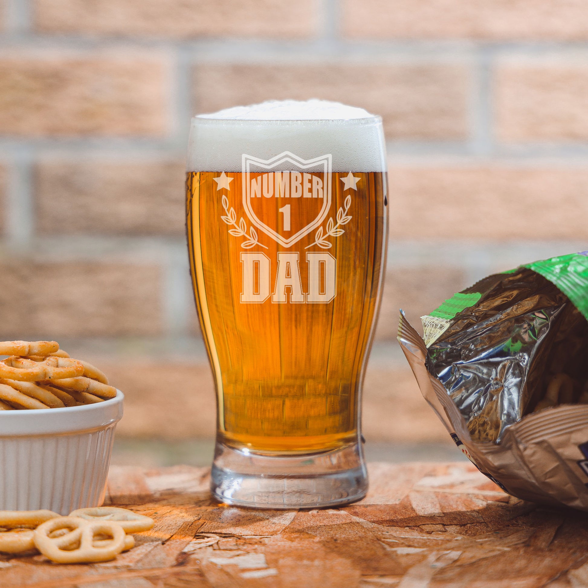 Number 1 Dad Engraved Beer Pint Glass  - Always Looking Good -   