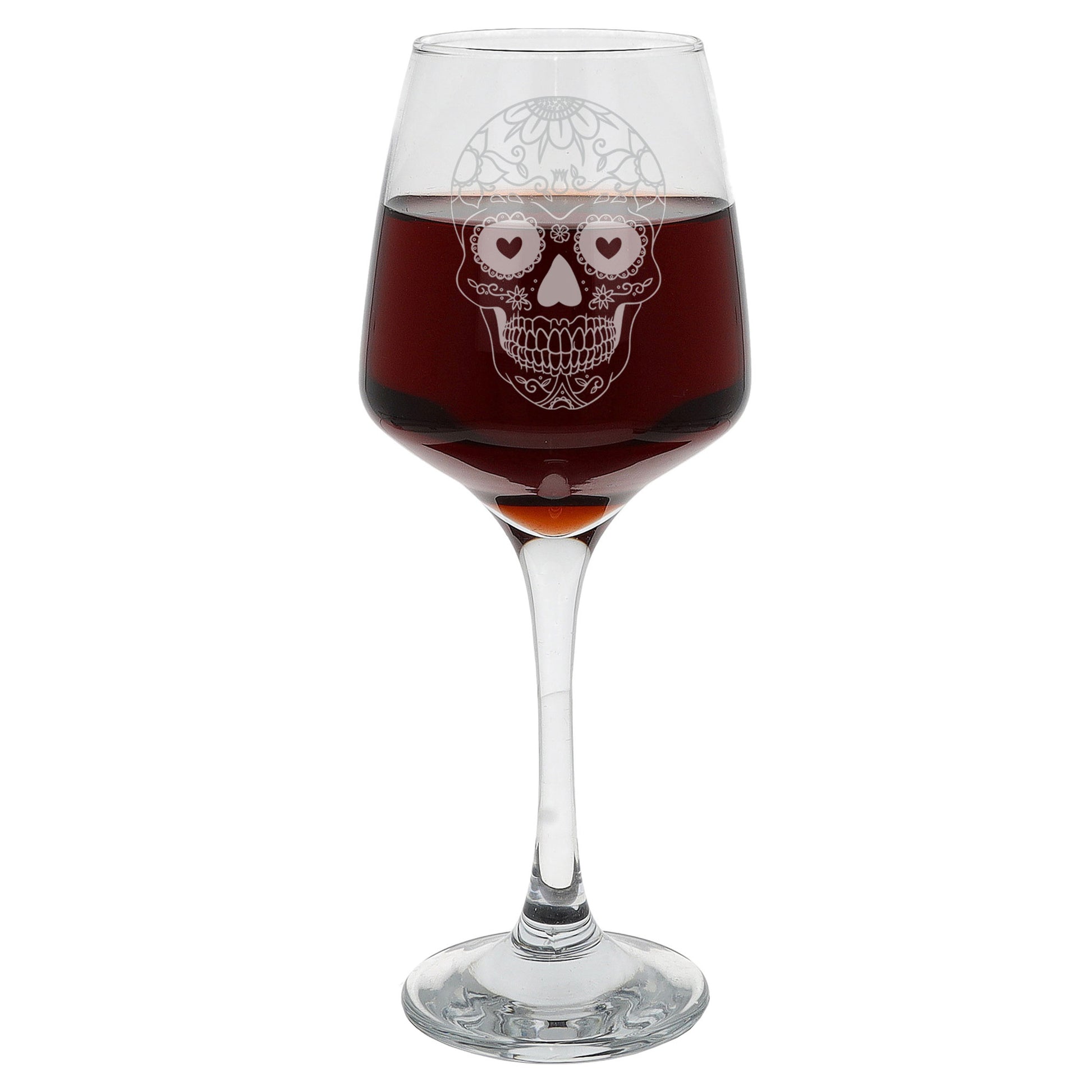 Sugar Skull Engraved Wine Glass  - Always Looking Good -   