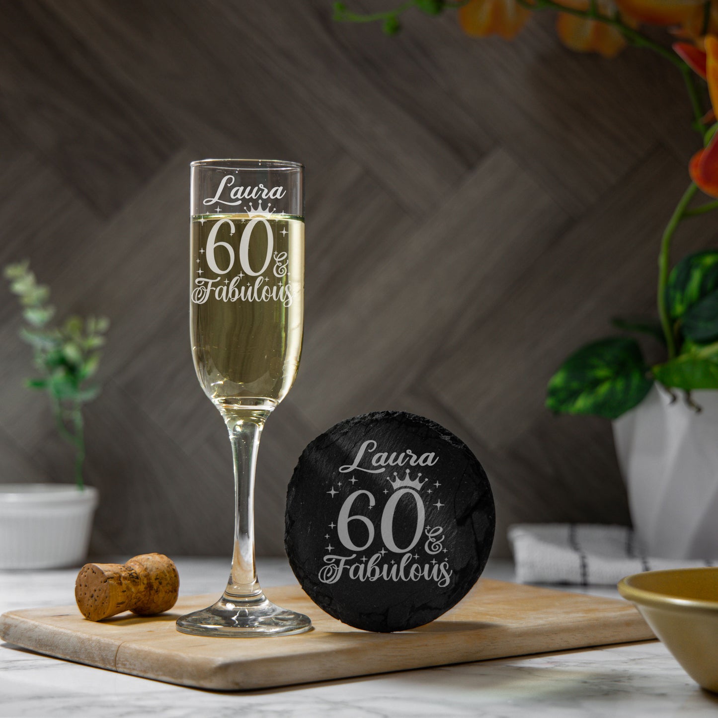 AGE & Fabulous - Special birthday gifts Champagne Glass and/or Coaster Set
