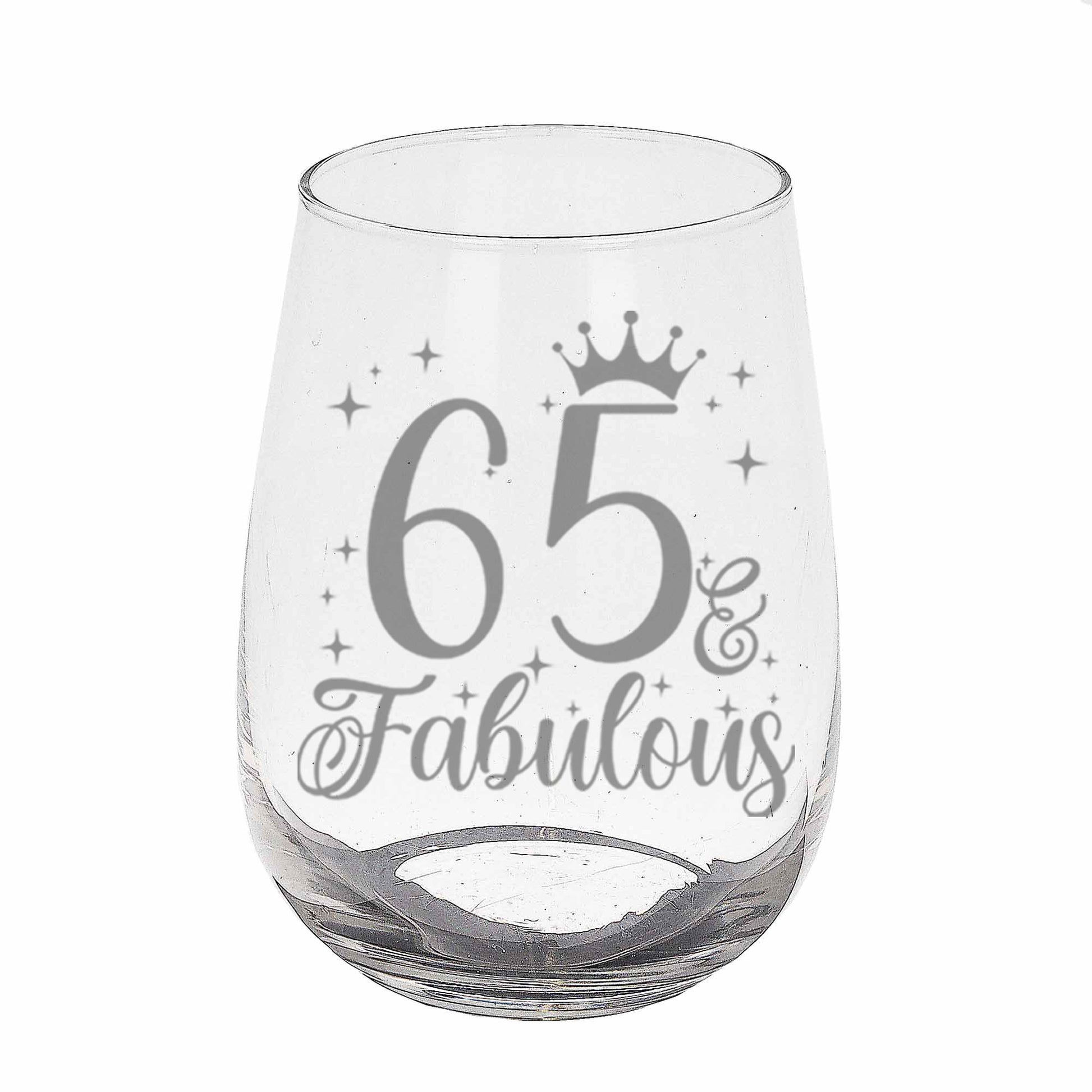 65 & Fabulous Engraved Stemless Gin Glass and/or Coaster Set  - Always Looking Good - Stemless Gin Glass On Its Own  