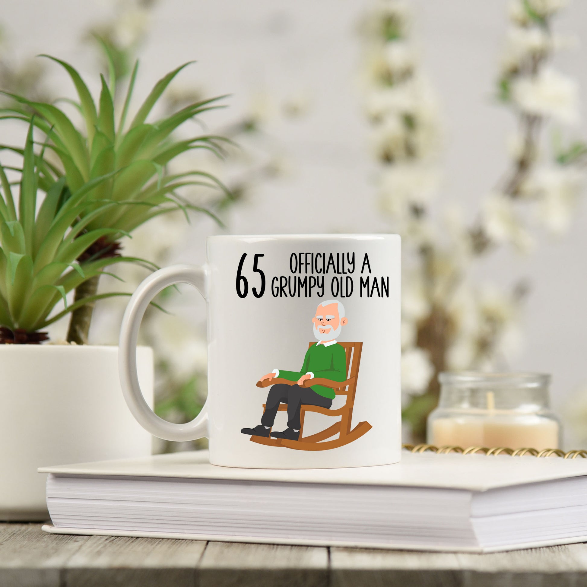 65 Officially A Grumpy Old Man Mug and/or Coaster Gift  - Always Looking Good - Mug On Its Own  