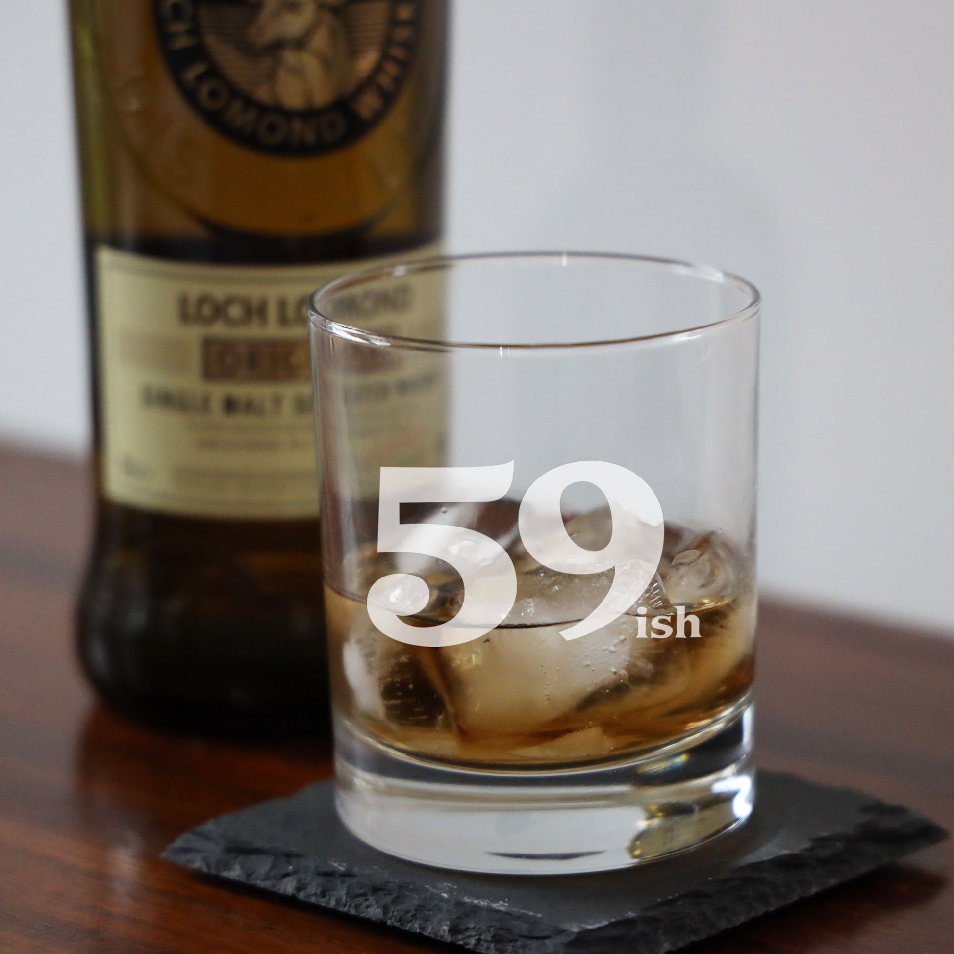 59ish Whisky Glass and/or Coaster Set  - Always Looking Good -   