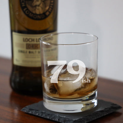Milestone Birthday Gifts - “ish” Engraved Whisky Glass and/or Coaster Set