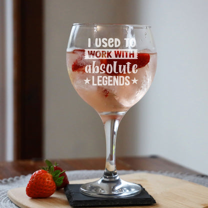 I Used to Work with Legends Engraved Goblet Gin Glass & Coaster Set