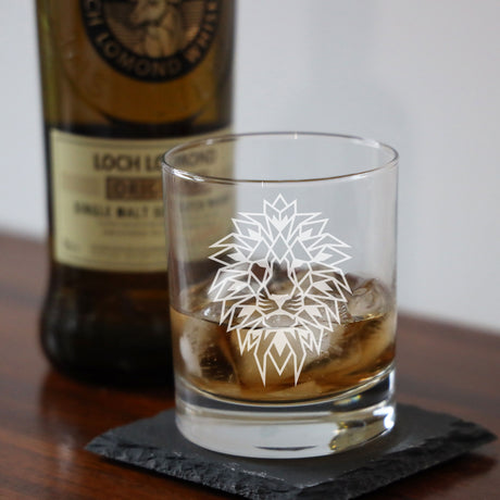 Lion Engraved Whisky Glass  - Always Looking Good -   